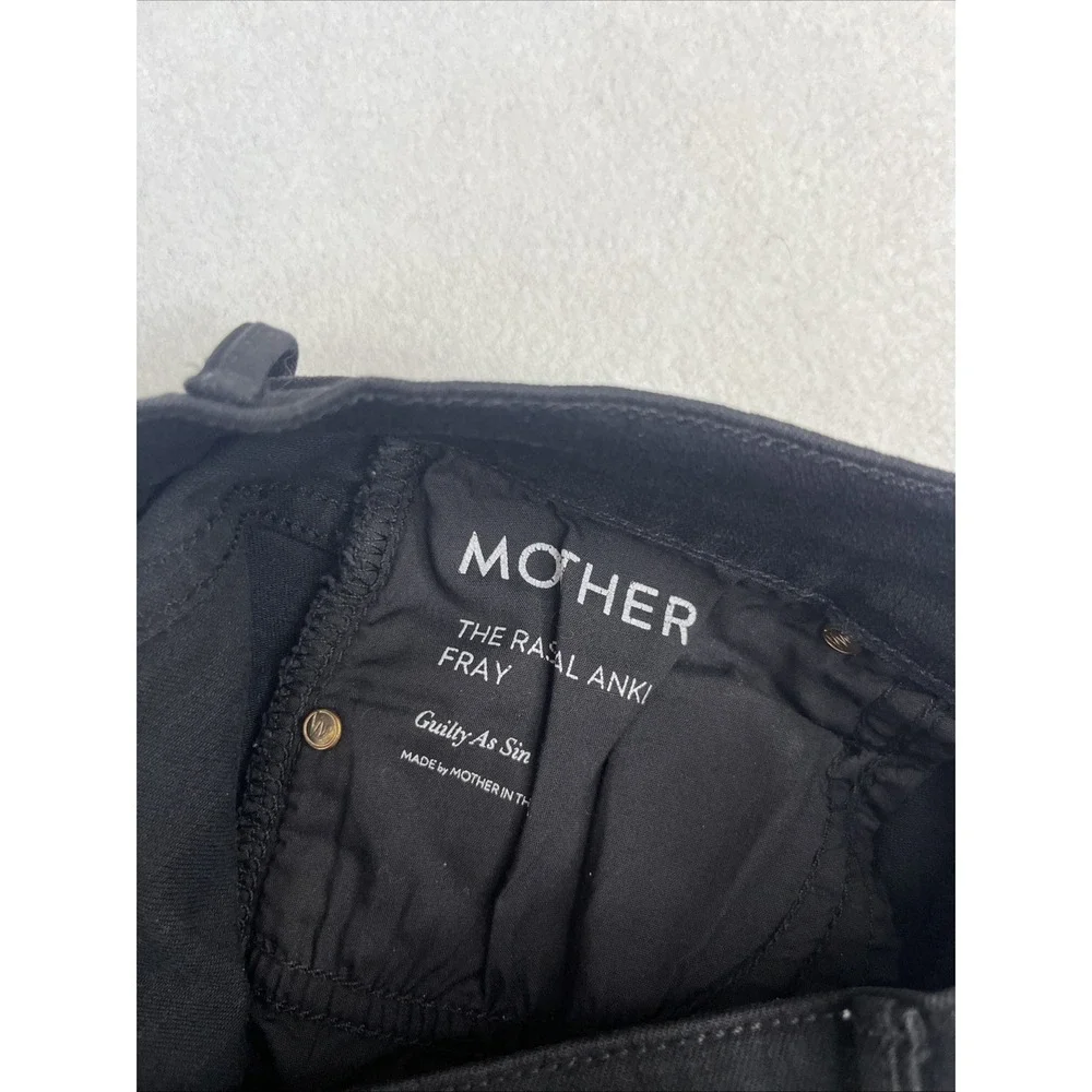 MOTHER Jeans The Rascal Ankle Fray 26x27 Black Guilty As Sin Straight Distressed